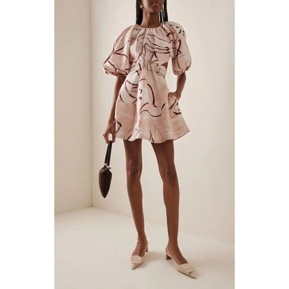 AJE Psychedelia Cut Out Mini Dress in Whimsical Dove 2 New Womens Cut out Party - Picture 16 of 16